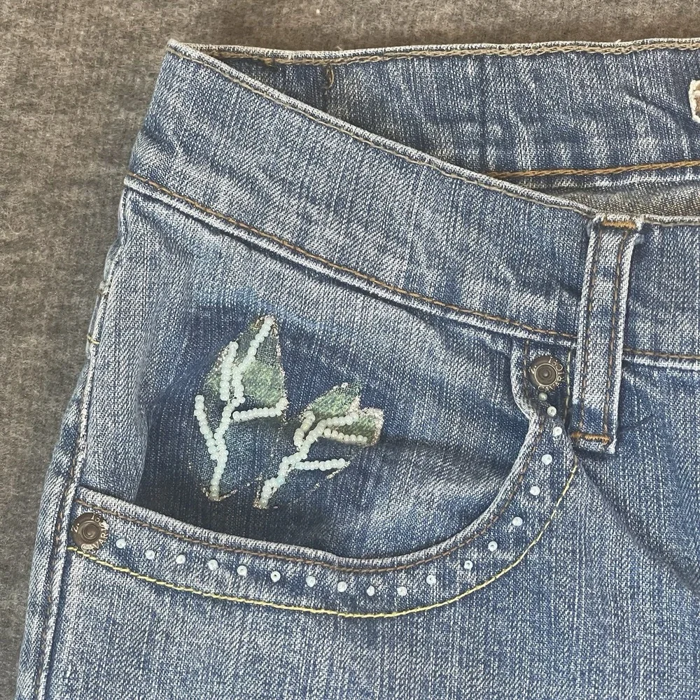 Z. Cavaricci Vintage Y2K Floral Beaded‎ Jeans Straight Boho Hippie 90's